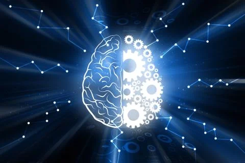 Brain with gear technology Stock Illustration