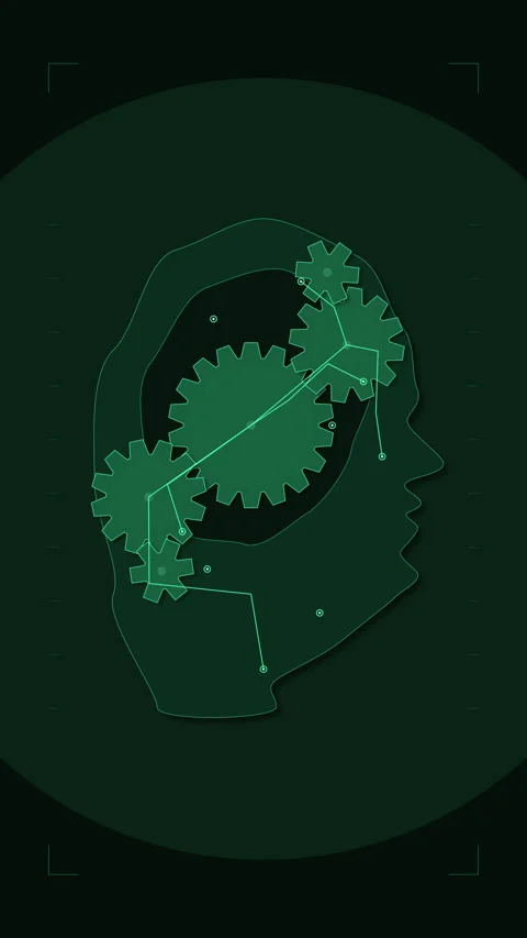 Brain gears animation of mind thinking mechanics with cogwheel motion Stock Footage 346543774