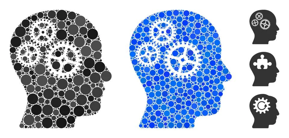 Brain Gears Composition Icon of Spheric Items Illustrazione stock
