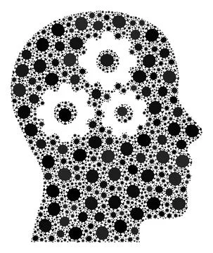 Brain Gears Covid Virus Composition Icon of Infection Elements イラスト素材