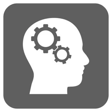 Brain Gears Flat Squared Vector Icon Stock Illustration