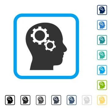 Brain Gears Framed Vector Icon Illustrazione stock