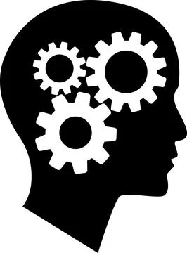 Brain gears icon or Head gear icon. Stock Illustration