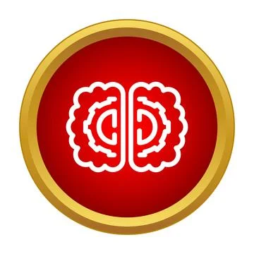 Brain with gears icon representing artificial intelligence Stock Illustration