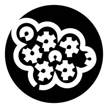 Brain gears icon representing thinking logical process Stock Illustration