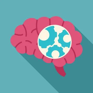 Brain with gears illustrating cognitive process and thinking Stockillustratie