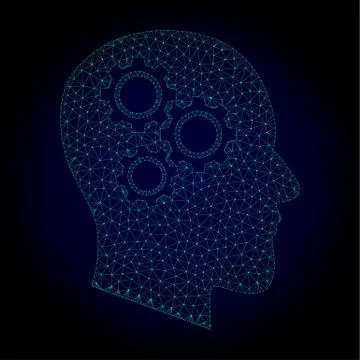Brain Gears Polygonal Frame Vector Mesh Illustration Stockillustratie