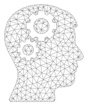 Brain Gears Polygonal Frame Vector Mesh Illustration Stock Illustration