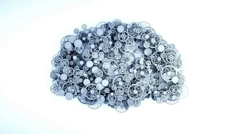The brain from gears. Problem with mental activity, concept. Realistic 4k flat Stock Footage 83037454