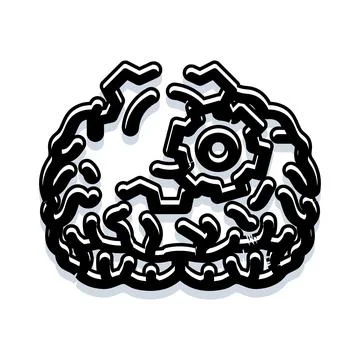 Brain with gears representing intelligence and mental processing イラスト素材