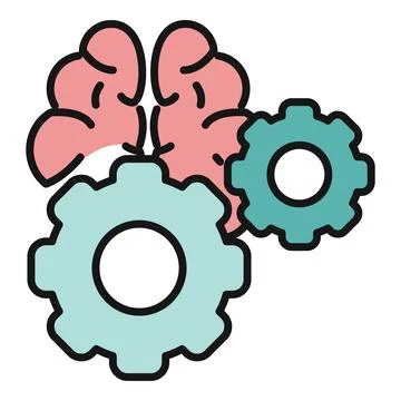 Brain with gears representing mental process and intelligence 库存插图