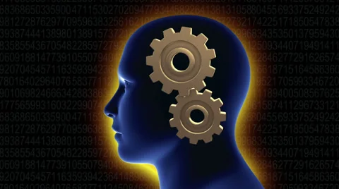 Brain gears spin Blue Stock Footage 39055947