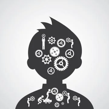 Brain gears symbol Illustrazione stock