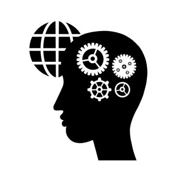 Brain gears symbol Stock Illustration