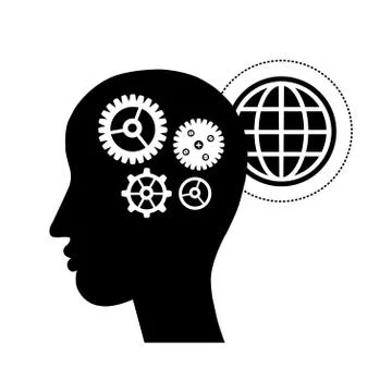 Brain gears symbol Stock Illustration