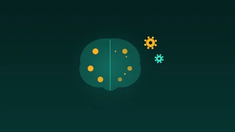 Brain gears thinking knowledge teal education loop Video stock 342613672