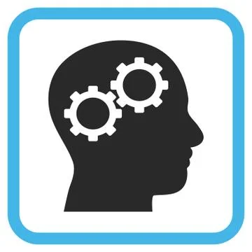 Brain Gears Vector Icon In a Frame Stock Illustration