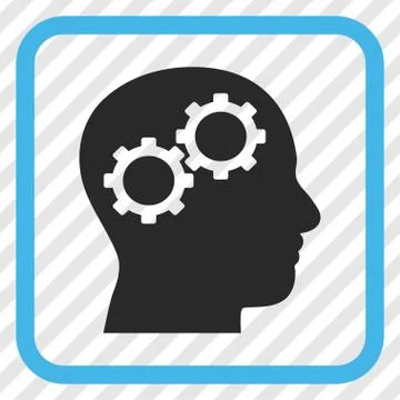 Brain Gears Vector Icon In a Frame Stock Illustration
