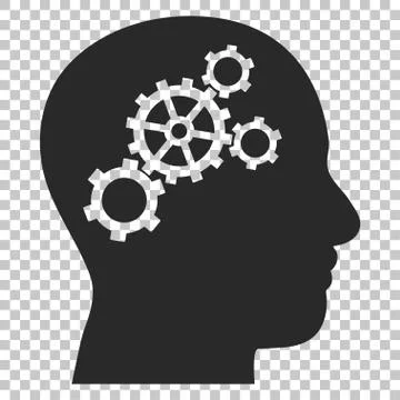 Brain Gears Vector Icon Stock Illustration