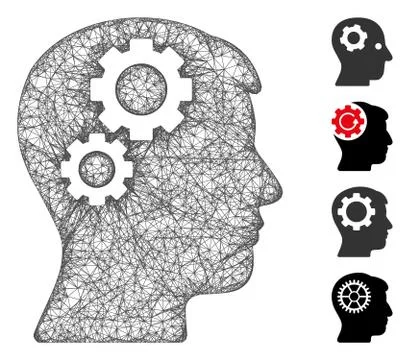 Brain Gears Web Vector Mesh Illustration Stock Illustration