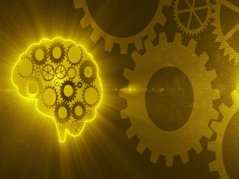 Brain gears working_with_light_yellow 4K Stock Footage 73086269