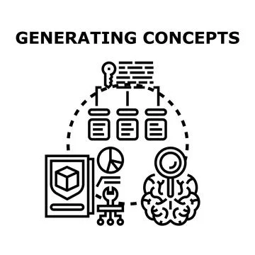 Brain generating concepts process developing creative ideas Illustrazione stock
