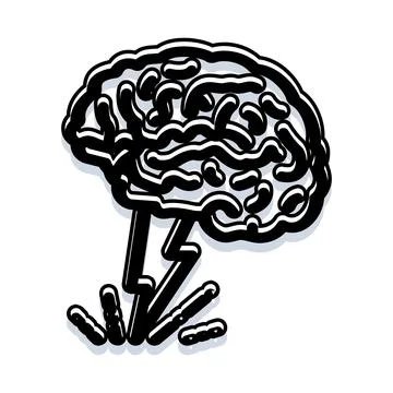 Brain generating creative idea and problem solving lightning イラスト素材