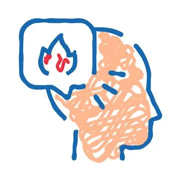 Brain generating creative idea with burning thoughts 库存插图