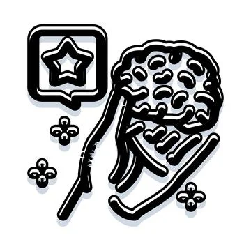 Brain generating creative idea glowing with star icon Stockillustratie