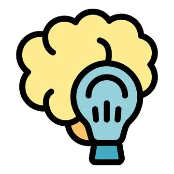 Brain generating a creative idea symbolized by light bulb Stockillustratie