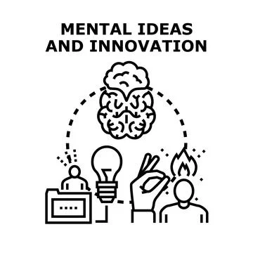 Brain generating creative ideas and innovation process Stock Illustration