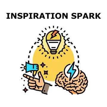 Brain generating creative ideas and an inspiration spark イラスト素材