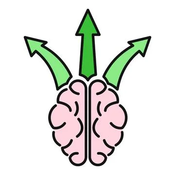 Brain generating multiple arrows for decision making process Stock Illustration