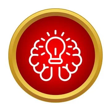 Brain generating new idea with glowing lightbulb icon Stock Illustration