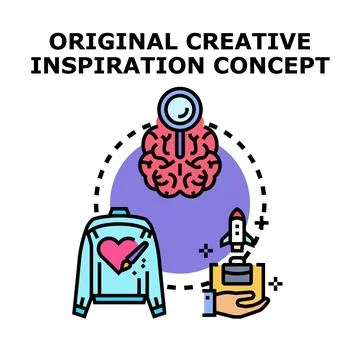 Brain generating original creative inspiration concept idea Stock Illustration