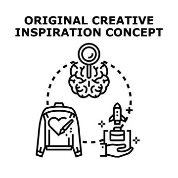 Brain generating original creative inspiration concept idea Stock Illustration