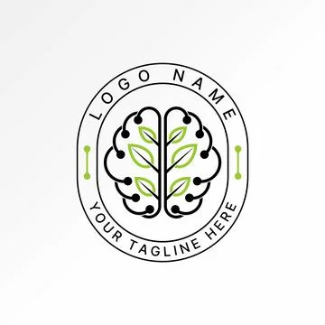 Brain genius leaves plant tech system mind ecology ai science smart organic Stock Illustration