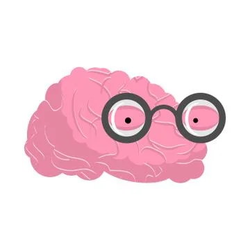 Brain glasses. Genius of human brains. Egghead mind Stock Illustration