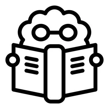 Brain with glasses reading a book, studying and learning icon Illustrazione stock