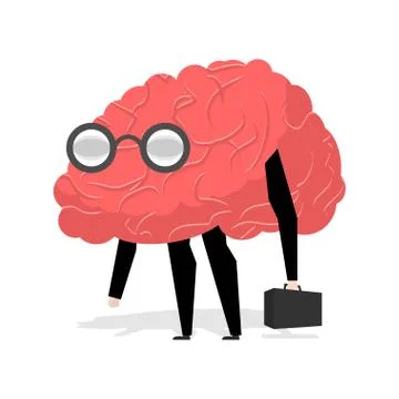 Brain glasses. Smart professional. Very cute manager. Egghead with ase. Busin Stock Illustration