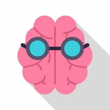 Brain with glasses symbolizing intelligence and knowledge Stock Illustration