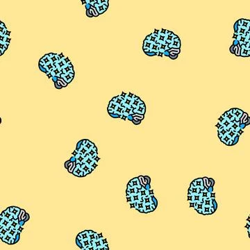 Brain glowing neural connections vector seamless pattern Stock Illustration