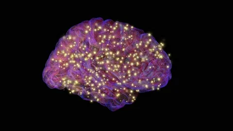 Brain with glowing particles of light disappearing . 3d animation rendering Stock Footage 145867202