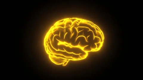 Brain glowing yellow Stockbeeldmateriaal 40416295