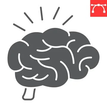 Brain glyph icon Stock Illustration