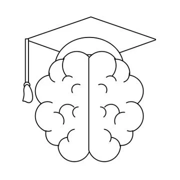 Brain with graduation cap イラスト素材