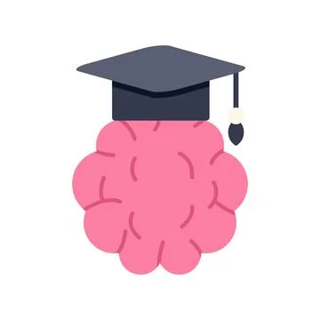 Brain with graduation cap symbolizing education and knowledge Illustrazione stock