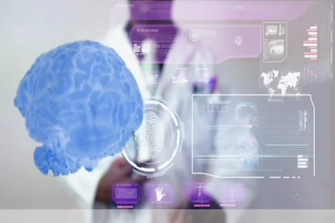 Brain - Graphics - Touch Screen - High Tech - Data - Futuristic Stock Footage 68611481