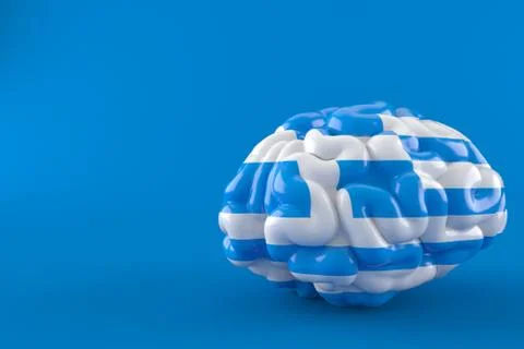 Brain with greek flag Stock Illustration