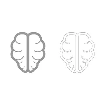 Brain the grey set icon . Stock Illustration